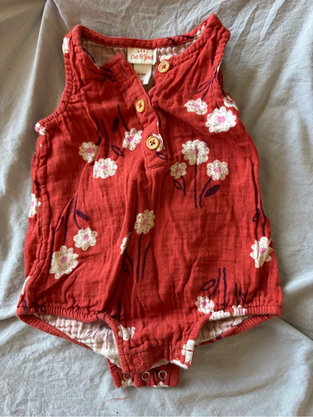 Cat & Jack Red Floral Baby One-Piece